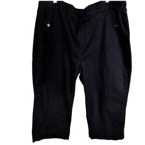 Terra & Sky 2X Relaxed Fit Cargo Pants With Button Pockets Womens Black